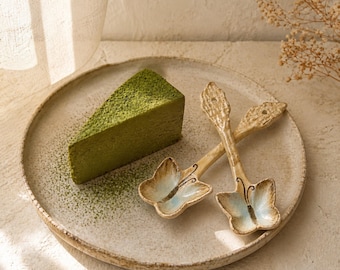Handmade Ceramic Butterfly Spoon Wabi Sabi Dessert Stirrer Cottagecore Tea Tableware Gift
