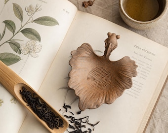 Ceramic Tea Strainer,Handcrafted Lotus Leaf Pottery Infuser Stoneware,Gongfu Filter,Unique Housewarming Gift for Tea Lover