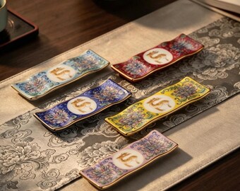 Luxury Porcelain Chopsticks Rest Set Dunhuang Nine Color Deer Ceramic Tableware Dinnerware Gift