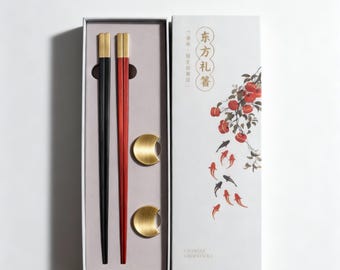 Juego de palillos de madera personalizados, palisandro rojo, regalo de boda único