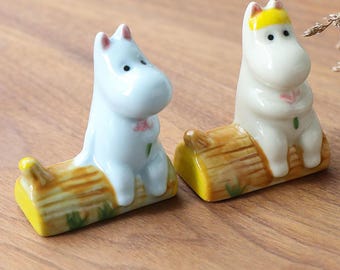 Juego de reposapalillos de cerámica con forma de animal hecho a mano, decoración de cocina