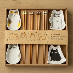 Cartoon Animal Chopsticks Set, Matching Bowls & Plates, Housewarming Gift