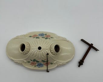 Original Antique  PORCELIER Porcelain Ceiling Light Fixture: Art Deco & MCM