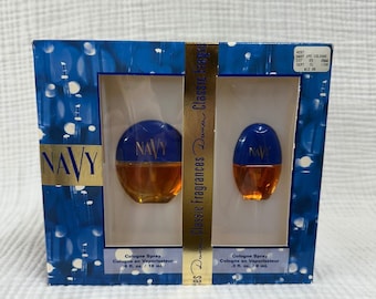 Vintage Dana NAVY Cologne Perfume .6oz & .3oz Box SET Full Classic Fragrance NIB