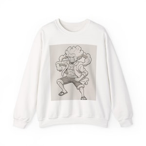 Anime Crewneck Sweatshirt, Luffy One Piece Design, Unisex Jumper, Manga Pullover, Gift for Anime Fans, Cosplay Costume