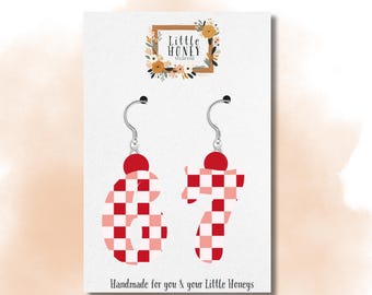 6-7 Earrings | Checkered Print | Resin Finish | Trending 67 | Funny Earring | Teen Fashion
