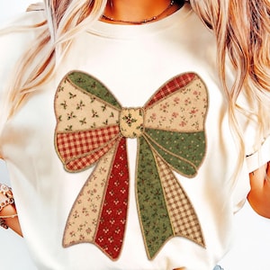 Disegno per ricamo di un fiocco patchwork, etichetta per borsa con nastro Coquette, file per ricamo a macchina di etichette per bagagli e zaini ITH, formati PES e DST.