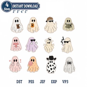 Ghost Applique  Halloween Embroidery Design, Cozy Spooky Fall Embroidery Design, Fall Halloween Embroidery Pattern Instant Download