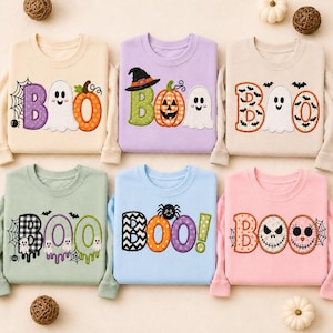 Ensemble de broderie appliquée Halloween Boo, motif de broderie Boo pour Halloween, cadeaux d'Halloween, téléchargement instantané