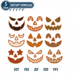 Halloween Jack-o-lantern Face Satin Applique Embroidery Design, Halloween Applique Embroidery Design,  Instant Download