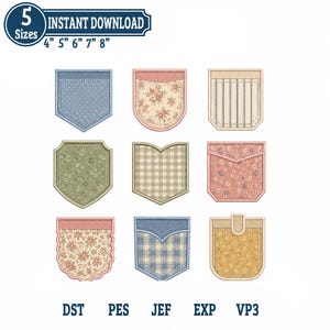 Pockets Applique Design Set, Pocket embroidery set, Fake pocket embroidery, Real pocket applique, Pocket Machine embroidery,INSTANT DOWNLOAD