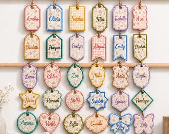 In The Hoop Bag Tag Applique Embroidery Bundle, Blank Name Tag Applique, ITH Name Tags, Digital Download