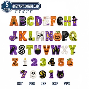 Halloween-briefpatch A tot Z stoffen borduurwerk, appliqué borduurontwerp A tot Z, vleermuis spookheks pompoenspin brief patchbestand