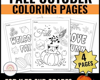 Fall Coloring Pages Autumn Coloring Sheets Printable Kids Coloring Pumpkin Coloring Thanksgiving Coloring Activity Digital Download
