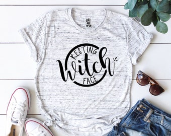 Halloween Shirt - Resting Witch Face Tee. Unisex Tee Cute Shirt Graphic Tee . Funny Halloween Shirt . Marble tee