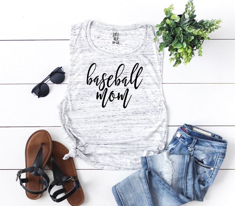 Baseball Mom Shirt . Cute Dance Mom Muscle Tank Top . Women's Muscle Tee . Gym Tank Top . Workout Tank Top . Baseball Mom Tank Top . image 2