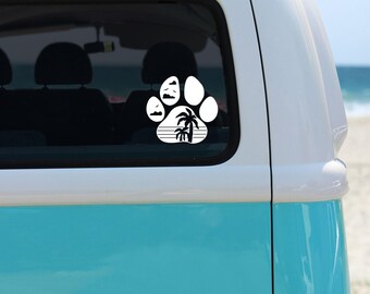 Palm Tree Dog Paw Vinyl Decal | Paw Print | Dog Mom | Pet Lover | Pets  | Water Bottle Decal | Tumbler Decal | Car Decal | Laptop Decal