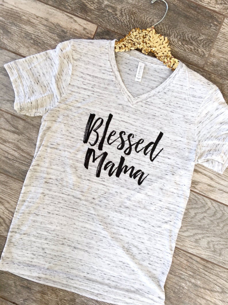 Blessed Mama Shirt // Boyfriend Style Unisex Tee // Cute Motherhood Shirt // Mom Life Graphic Tee // Pregnancy Gift // new mom gift image 6