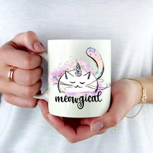 Meowgical Coffee Mug with a Magical Cat great for Cat Lover Gift for Her