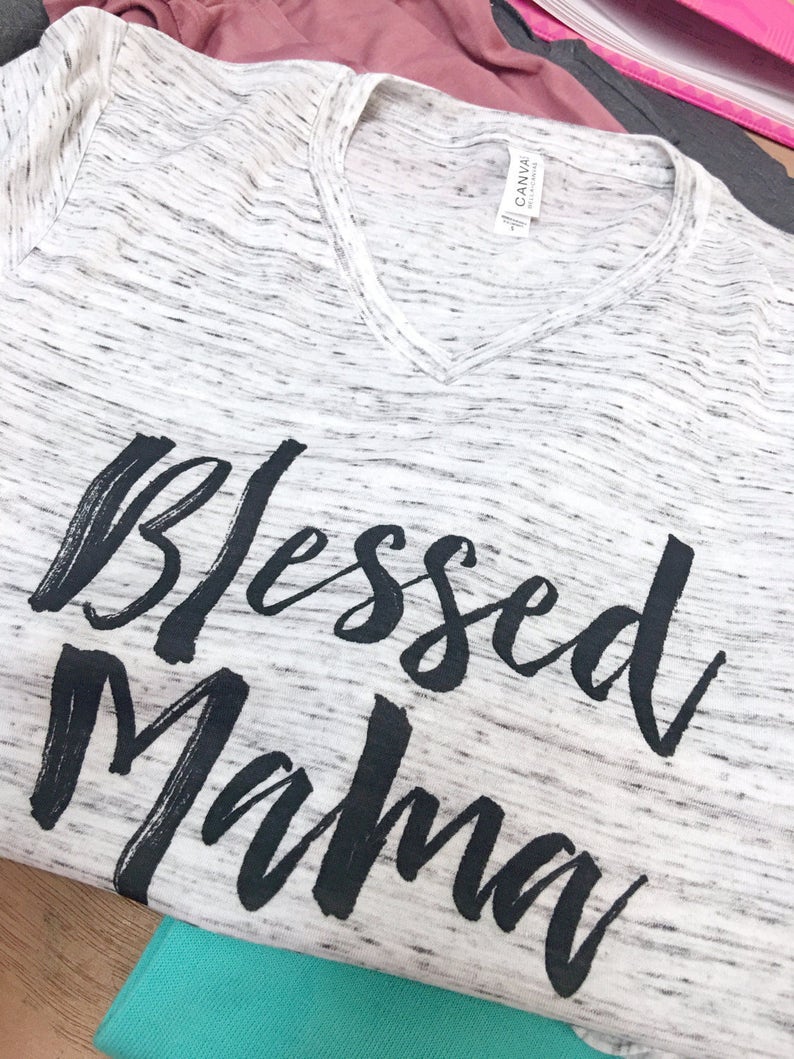 Blessed Mama Shirt // Boyfriend Style Unisex Tee // Cute Motherhood Shirt // Mom Life Graphic Tee // Pregnancy Gift // new mom gift image 5