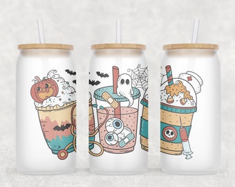 Nurse Cup | Nurse Halloween Frappuccino Coffee Cup | Iced Coffee Cup | Glass Cup with Lid and Straw | Halloween Nurse Gift