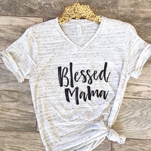 Blessed Mama Shirt // Boyfriend Style Unisex Tee // Cute Motherhood Shirt // Mom Life Graphic Tee // Pregnancy Gift // new mom gift image 4