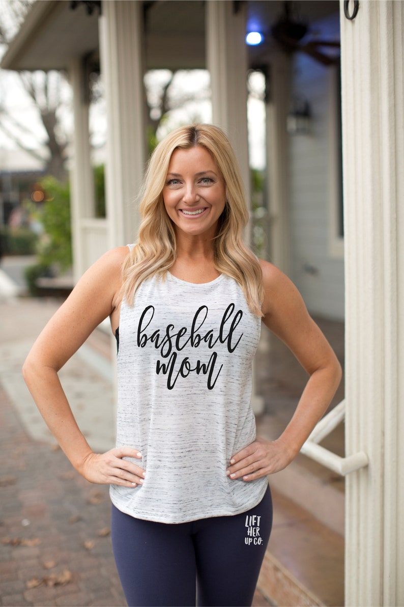 Baseball Mom Shirt . Cute Dance Mom Muscle Tank Top . Women's Muscle Tee . Gym Tank Top . Workout Tank Top . Baseball Mom Tank Top . image 1