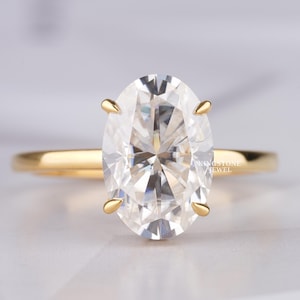 1Ct - 3Ct Oval Cut Lab Grown Diamond Hidden Halo Engagement Ring 18K Solid Gold Bridal Wedding Ring IGI Certified Diamond Anniversary Ring
