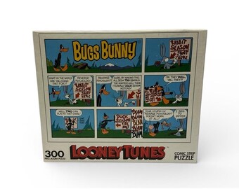 Rompecabezas vintage de 300 piezas de tiras cómicas de Bugs Bunny de Looney Tunes de 1992, raro