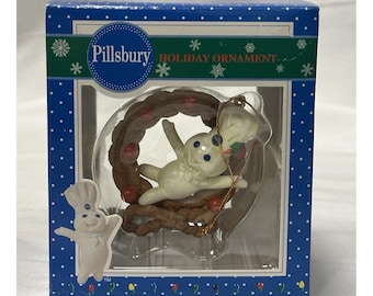 Guirnalda navideña vintage de Pillsbury Doughboy de 1997 con caja