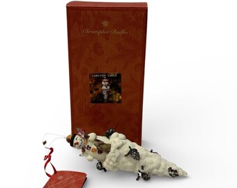 Adorno de carámbano Carlton de Christopher Radko, 1998, muñeco de nieve de madera de Woodland Winds
