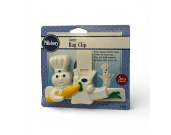 Pinza para bolso grande Pillsbury Doughboy vintage de 1992 – Coleccionable de cocina NOS