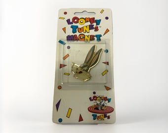 Sello magnético vintage de Bug Bunny de Looney Tunes de 1992 en tarjeta NOS Warner Bros