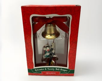 Adorno de campana de Silvestre y Piolín 2000 Warner Bros Studio Looney Tunes