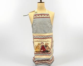Delantal vintage de Kay Dee Designs "Algunas de mis cosas favoritas" con diseño de gato y oso de peluche, 1998.