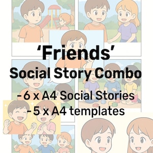 Social Story Bundle for Kids: Friendship, Kindness, & Sharing (A4 PDF Templates)