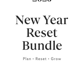Paquete de reinicio de Año Nuevo 2026 imprimible, planificador de rutina diaria, guía de entrenamiento semanal, planificador de comidas, planificador de objetivos anuales, planificador de bienestar en PDF