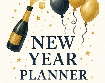 Planificador de Año Nuevo 2026, Planificador de Resoluciones Imprimible, Calendario de Enero, Hojas para Establecer Metas, Lista de Tareas de Año Nuevo, Tablero de Estado de Ánimo, Descarga Digital