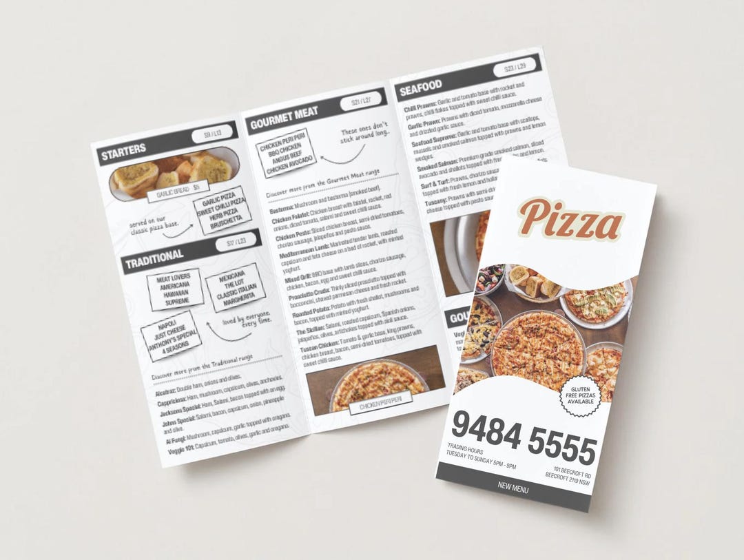 Editable Pizza Menu.pdf Editable Pizza Restaurant Menu Template: Canva Printable Tri-fold ...