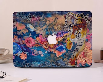 Tiger Floral Matte MacBook Case,Hard Laptop Case for Macbook Air 15/13,Pro 13/14/15/16,Ret 15/13,Macbook 2026 2025,Neo A18 Cover,M3 M4 M5