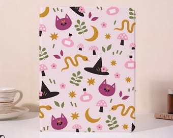 Pink Witchcraft iPad Case with Pen Slot For iPad A16, 2025 Air 7/6/5th 11" 13", iPad Mini 6/7, iPad 10 10.9" 2022, iPad Pro 12.9'' 11" Cover