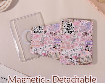 Pink Bow Book Detachable Magnetic Kindle case, Magsafe Case, Clear Back, Kindle 10/11/12th, Colorsoft, Paperwhite 11/12th,Customization Gift