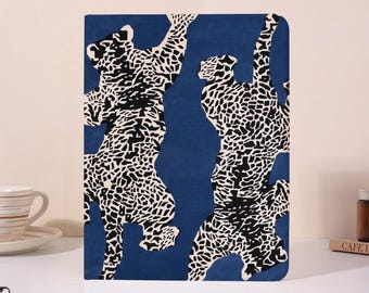 Leopard Blue iPad Case with Pen Slot For iPad A16, 2025 Air 7/6/5th 11" 13", iPad Mini 6/7, iPad 10 10.9" 2022, iPad Pro 12.9'' 11" Cover