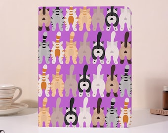 Cute Cats Purple iPad Case with Pen Slot For iPad A16, 2025 Air 7/6/5th 11" 13", iPad Mini 6/7, iPad 10 10.9" 2022,iPad Pro 12.9'' 11" Cover