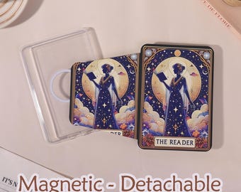 Girl Reader Detachable Magnetic Kindle case, Magsafe Case, Clear Back, Kindle 10/11/12th, Colorsoft, Paperwhite 11/12th,Customization Gift