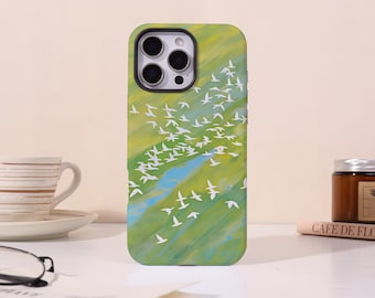 Meadow Birds Dual-Layer Phone Case For iPhone 11 12 13 14 15 16 17 Pro Max Plus Mini XS XR 17Air,Matte/Glossy Case,Magnetic Tough Cover
