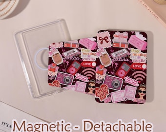 Camera Pink Detachable Magnetic Kindle case, Magsafe Case, Clear Back, Kindle 10/11/12th, Colorsoft, Paperwhite 11/12th,Customization Gift