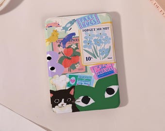 Cat Flowers Kindle Case/Paperwhite Case/Kobo Case, Kindle 8 10 11 12th,Paperwhite 10 11 12th,Colorsoft, Kobo Clara/Libra,Personalized Name