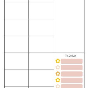 K&ouml;nnte beinhalten: Ein Wochenplaner in Rosa und Gelb. Oben steht in schwarzen Buchstaben "WEEKLY OVERVIEW". Der Planer enth&auml;lt Abschnitte f&uuml;r Donnerstag, Freitag und Notizen sowie einen Abschnitt "To Do List" mit Blumen.
