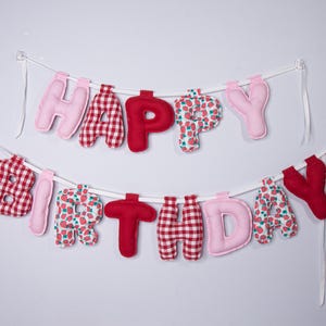 Personalized Fabric Happy Birthday Banner | Puffy Letter Garland image 5
